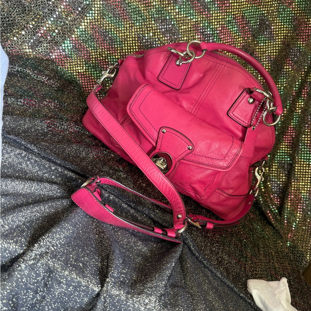 COACH Ltd Ed FRANCINE FUSCHIA PINK DOME TOTE BAG